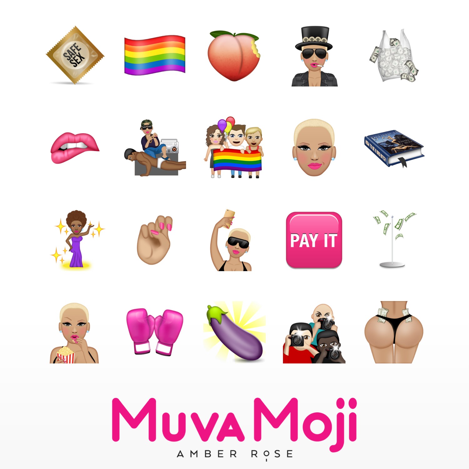 Amber Rose Ranks 1 In Apple App Store With New Collection Of Muva Moji” Custom Icons Created